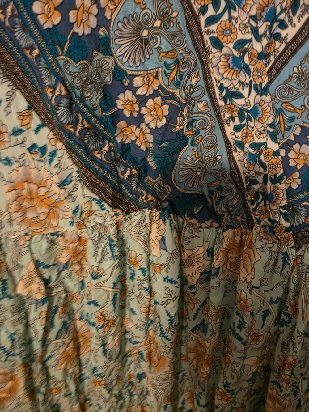 Bohemian Floral V-Neck Maxi Dress in Light Blue - Picture 4 of 6